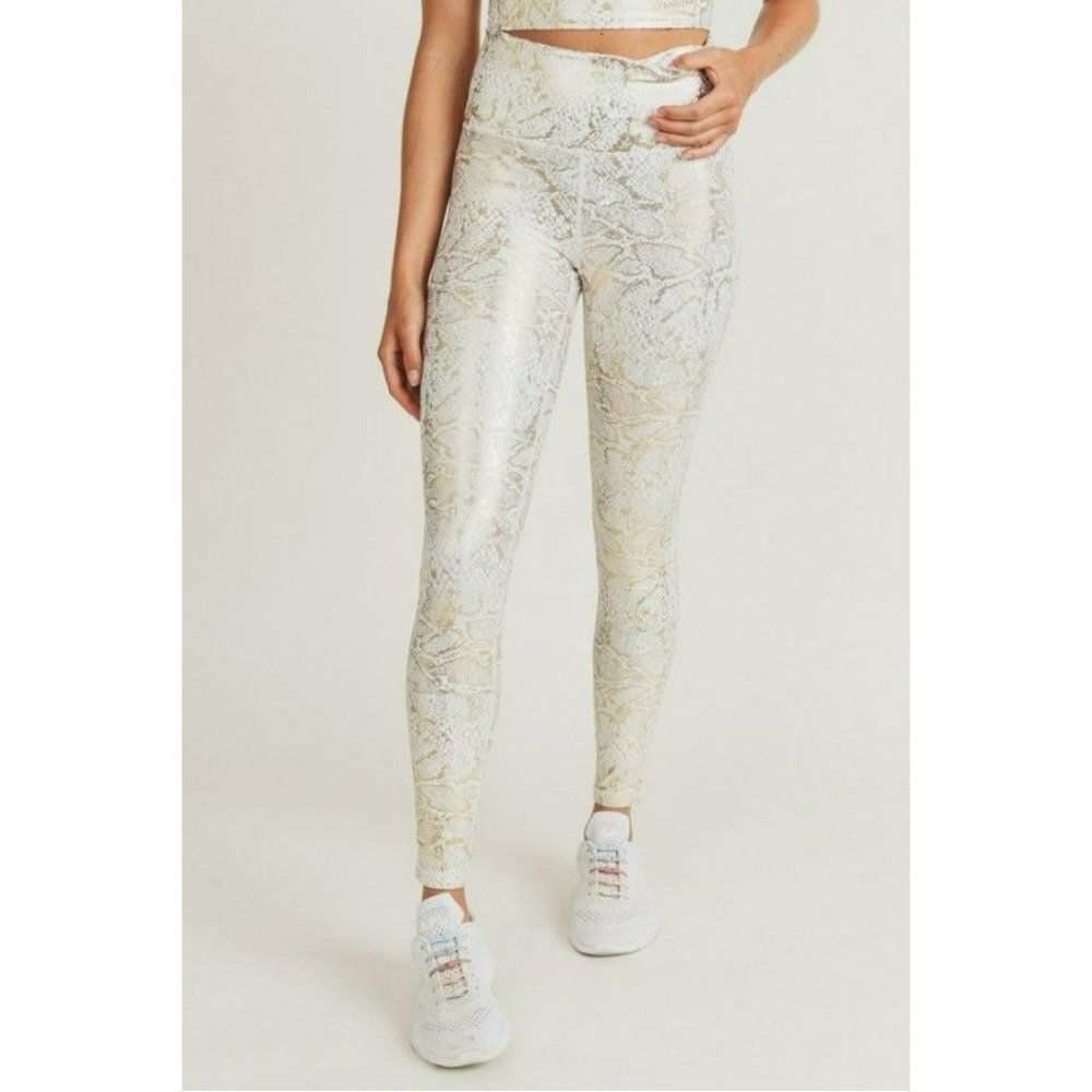 Cobra Snake print Gold Foil high-Rise Leggings